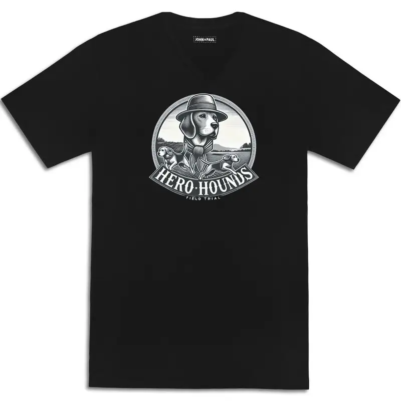 A Black T-Shirt featuring the Hero Hounds Logo